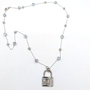 Louis Vuitton Crystal Padlock Upcycled Necklace| Rhodium Chain|Y2K|IT Girl|Luxe